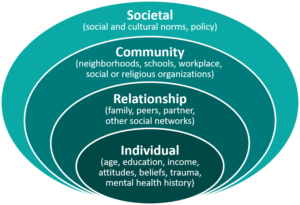 Social Ecological Model - Societal, Community, Relationship, Individual